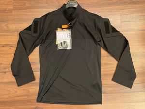 <b>Black</b> Tactical <b>Long</b> Sleeve <b>T</b> <b>Shirt</b> Men Stand Collar Outdoor Training <b>Shirt</b> OEM Custom - Product Image 1