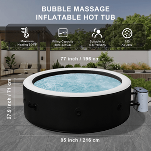 Vasca Idromassaggio Portatile per 2 Persone con 150 Getti d'Aria e Copertura Termica per Relax in Patio o Giardino - Product Image 3