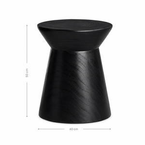 Luxe Solid Teak Hourglass Stool Black Finish Modern <b>Rustic</b> Design Premium Teak Wood Durable <b>Side</b> <b>Table</b> Hotel Decor Bestseller - Product Image 1