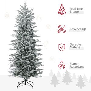 Albero di Natale innevato preilluminato da 180 cm con rami innevati e luci giallo caldo per un'atmosfera festiva - Product Image 4