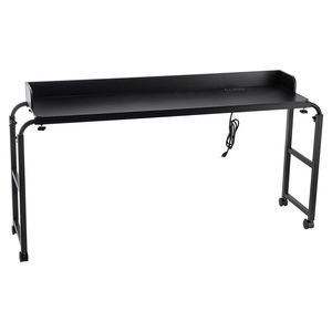 Table de lit réglable en hauteur avec 4 roues, bureau mobile à côté du lit avec 2 freins et prise de courant, bureau roulant pour ordinateur portable - Product Image 1