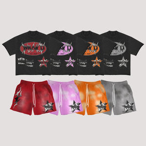 Ensemble T-shirt et short oversize pour homme Brandname Art Department, col rond, coton, décontracté, streetwear d'été - Product Image 4