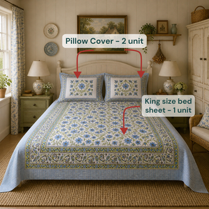 Premium Classic Pigment Printed 200TC 100% Cotton King Size (90x108") 3-Piece <b>Bedding</b> Set <b>Super</b> <b>Soft</b> Breathable Durable Summer - Product Image 6
