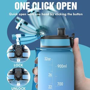 Bouteille d'eau sportive motivante de 32 oz en Tritan avec marqueur de temps, sans BPA, à large ouverture, anti-fuite pour Ann - Product Image 2