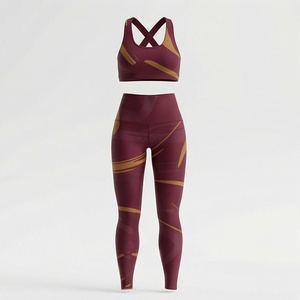 Conjunto de Yoga con Estampado de Sublimación Personalizado para Mujer, Bra Deportivo y Pantalones Cortos sin Costuras, Color Personalizado, Antibacteriano, para Gimnasio, Entrenamiento y Fitness - Product Image 1