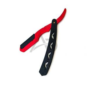 Rasoirs de barbier à manche motif moustache rouge et noire, en acier inoxydable, rasoir à lame droite, marque privée - Product Image 4