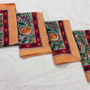 Serviette carrée florale indienne faite à la main, 100% coton pur, écologique, vintage, durable, biologique, personnalisable, imprimée au bloc - Product Image 4