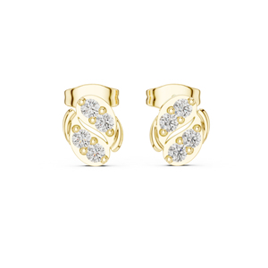 Boucles d'oreilles de mariage en or rose 14 carats avec diamants de laboratoire ronds pour femmes |   Nouveau diamant cultivé - Product Image 2