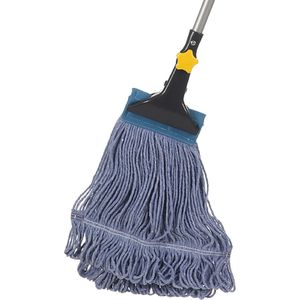 Mop a filo intrecciato con estremità ad anello, in cotone resistente, per uso commerciale e industriale, con asta telescopica in ferro e morsetto a ganascia da 55.1 per pavimenti - Product Image 1
