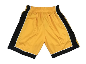 Shorts de basket-ball pour hommes de haute qualité, vintage, à taille élastique, double maille, broderie, avec poches zippées - Product Image 1