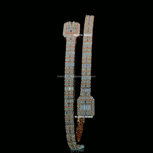 Elegante brazalete de oro rosa Súper elegante con VVS Baguette Moissanite Diamond Trending Unisex joyería fina en plata 925 - Product Image 2