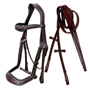 Alta demanda, brida de filete para saltar caballos de cuero de calidad superior, banda para la nariz elevada en varios colores, producto ecuestre - Product Image 5