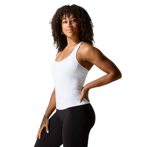 Womens Racerback Lite Tank <b>White</b> Lightweight Stretch Fit Yoga Gym Training Performance Activewear <b>Top</b> - Product Image 2