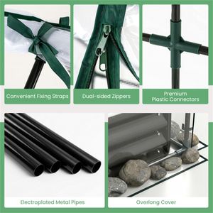 Serre de jardin 3-en-1 de 69 pouces avec jardinière et lit de culture en acier galvanisé, mini-serre avec fenêtres à fermeture éclair - Product Image 6