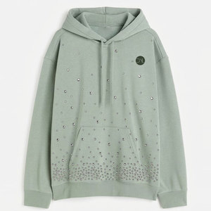 Sweats à capuche élégants avec strass, design de logo personnalisé, haute qualité, coton mélangé, pour un usage quotidien décontracté et un style streetwear. - Product Image 1