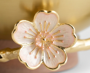 Premium Oriental Style Gold <b>Metal</b> <b>Bowl</b> With Cherry Blossom Design Handmade For Serving Dining Living Room Display - Product Image 3