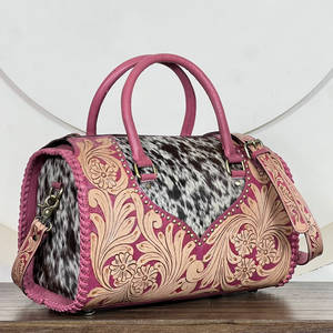 Factory Wholesale Women's Large Capacity Embossed Floral <b>Leather</b> Weekender Travel Duffel Bag Fashion Carry-On speedy bag - Product Image 4