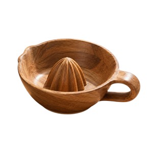 Presse-agrumes manuel en bois naturel avec bol, pour citron et orange, outil d'extraction de jus, vente en gros - Product Image 1