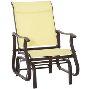 Sedia a dondolo da esterno beige con telaio in acciaio e tessuto a rete per giardino, cortile e veranda - Product Image 1