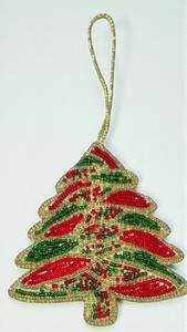 ต้นคริสต์มาสปักลายลูกปัดสีแดงและสีเขียว – ของตกแต่งคริสต์มาสทำมือสำหรับขายส่งและส่งออก - Product Image 2