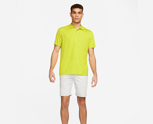 <b>Men's</b> Neon <b>Yellow</b> Short Sleeve <b>Polo</b> <b>Shirt</b> Solid Color Woven Golf Style Regular Fit - Product Image 3