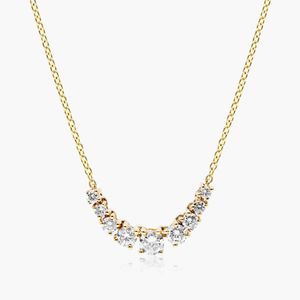 สร้อยคอเพชรเพาะเลี้ยงในห้องปฏิบัติการที่ได้รับการรับรองจาก IGI ทองคำขาว 14K ประดับเพชรทรงโค้ง สร้อยคอแบบสเตชั่น ดีไซน์หรูหรา ของขวัญเครื่องประดับชั้นดี - Product Image 5