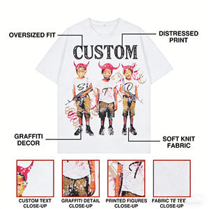 Camiseta Blanca de Manga Corta para Hombre con Estampado de Personajes, Cuello Redondo Informal, Corte Regular, Jersey de Algodón Estampado - Product Image 6