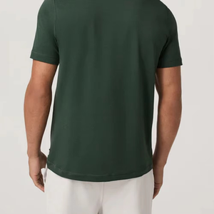 เสื้อยืดคอกลมแขนสั้นสีเขียวเข้มสำหรับผู้ชาย ทรงปกติ ผ้าฝ้ายเจอร์ซีย์ สวมใส่สบาย ระบายอากาศได้ดี พิมพ์ลายโลโก้ด้านหน้า - Product Image 2