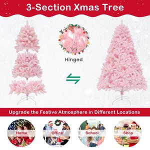 6 FT Flocked Artificial Christmas <b>Tree</b> with 350 LED <b>Lights</b> Hinged Xmas <b>Tree</b> Decorations - Product Image 6