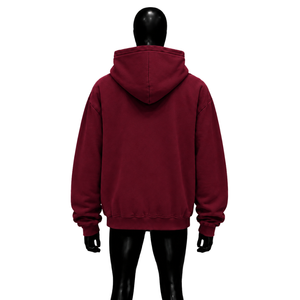 Sudadera con capucha oversize color granate con cremallera para hombre, diseño gráfico personalizado Wake Up, estilo urbano, forro polar grueso, unisex, informal. - Product Image 2
