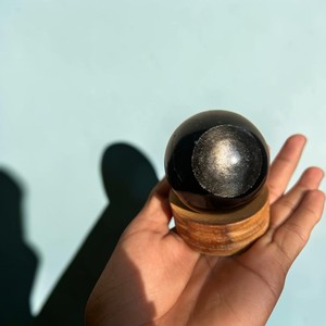 Silver Sheen Polished Obsidian <b>Crystal</b> <b>Ball</b> Feng Shui Healing Stone Home Decoration Thanksgiving New Year - Product Image 4