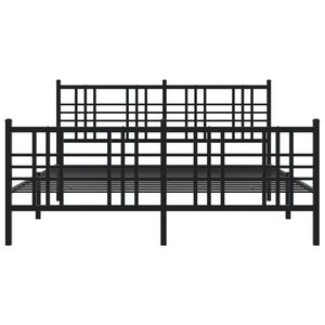 Cadre de lit rectangulaire traditionnel de 59 x 79 pouces en acier noir - Product Image 4