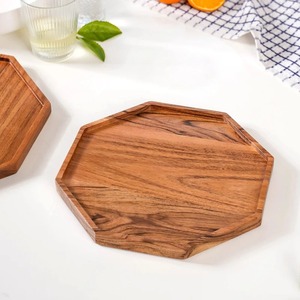 Bandeja octogonal de madera con acabado natural, diseño minimalista para uso en mesa, apta para lavavajillas, bandeja de almacenamiento, bandeja de servicio para cocina - Product Image 1