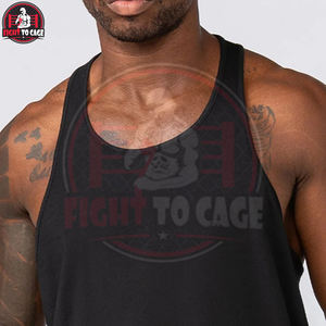 Servicio OEM ODM en un solo color negro sólido. Buen proveedor con logotipo propio. Ropa deportiva con logotipo totalmente personalizado. Camisetas sin mangas para hombre con impresión de logotipo. - Product Image 6