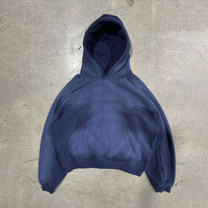 Sweat à capuche pour homme en molleton doux, délavé à l'acide et effet vintage, avec empiècements contrastants, style streetwear décontracté - Product Image 1