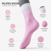 Chaussettes de Pilates personnalisées à bout ouvert, antidérapantes avec points en silicone, respirantes, en tissu doux, pour studio, entraînement, fitness, OEM