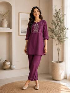 Beautiful Heavy Quality Salab Cotton Women's <b>Wedding</b> Festive Wear 2pc <b>TOP</b>-PANT Set-TENNECY Quick Dry & Stretchable - Product Image 2