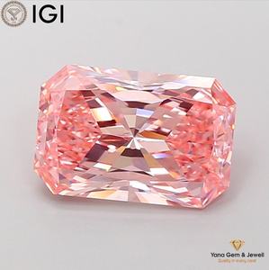 Fancy Vivid Pink Farbe VS1 Reinheit RADIANT-Schliff mit IGI-Zertifikat 3,50 Karat für Verlobungsring CVD Laborgezüchteter Diamant - Product Image 1