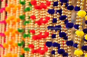 Indian Handmade Artificial Pompom Flower <b>Garland</b> Graduation Wedding Decor Wreaths Wall Hanging String Door Hanging Backstage 5 - Product Image 3