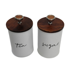 Conteneur en acier inoxydable au design unique pour la cuisine et le stockage de fruits secs, boîte métallique avec finition blanche. - Product Image 1