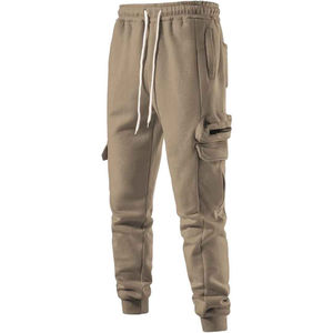 Pantalon de survêtement cargo uni pour homme, avec cordon de serrage, taille élastique, décontracté, longueur intégrale, poches latérales, pour l'automne - Product Image 3