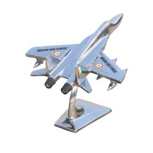 Avion de chasse de l'armée indienne en aluminium argenté avec support, décoration de bureau à domicile - Product Image 1