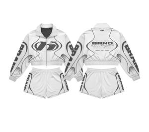 Conjunto Deportivo de Dos Piezas para Mujer, Chaqueta Deportiva con Estampado de Guepardo Personalizado y Pantalones Cortos Deportivos, Ropa Urbana para Otoño e Invierno - Product Image 2