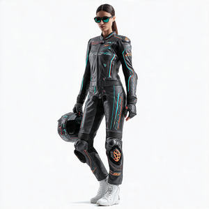 Traje de Motociclismo de Cuero para Mujer, Chaqueta y Pantalones Estampados de Verano, Personalizables - Product Image 3