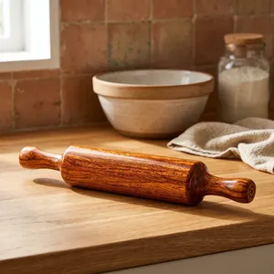Rodillo de Madera de Acacia para Cocina, Rodillo de Madera Natural para Roti, Chapati, Paratha, Pizza, Herramienta para Hornear y Cocinar - Product Image 3