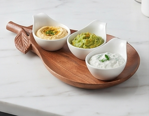 Plato de servir de madera hecho a mano con forma de pera y diseño de hojas, estilo clásico, plato de forma irregular para el hogar, restaurantes y eventos. - Product Image 3