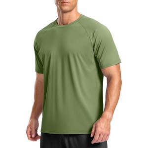 T-shirt en jersey de polyester à manches courtes pour homme, col rond, couleur unie, tricoté, coupe ajustée, décontracté, longueur normale, séchage rapide, manches raglan - Product Image 4