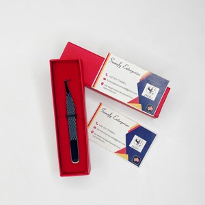 Pince à épiler professionnelle pour cils, personnalisable avec votre marque, noire, en forme de L, avec poignée diamant, pointe nano, en acier inoxydable - Product Image 3