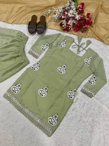 Designer <b>Women's</b> Modern Graduation Party Wear Set Top <b>Kurta</b> / Kurti Heavy Fendy Silk - Product Image 6