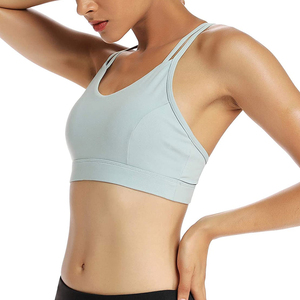 2026 Women Seamless Sports <b>Bra</b> Scoop Neck Racerback Light <b>Blue</b> Medium Support Yoga Fitness Breathable Quick Dry - Product Image 1